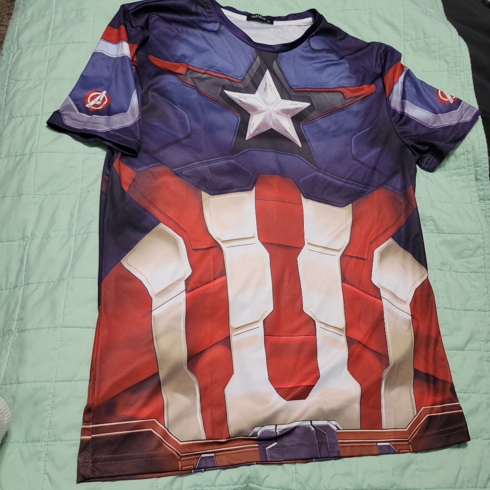 Avengers Captain America Short Sleeve Wicking tShirt, Juniors 3XL